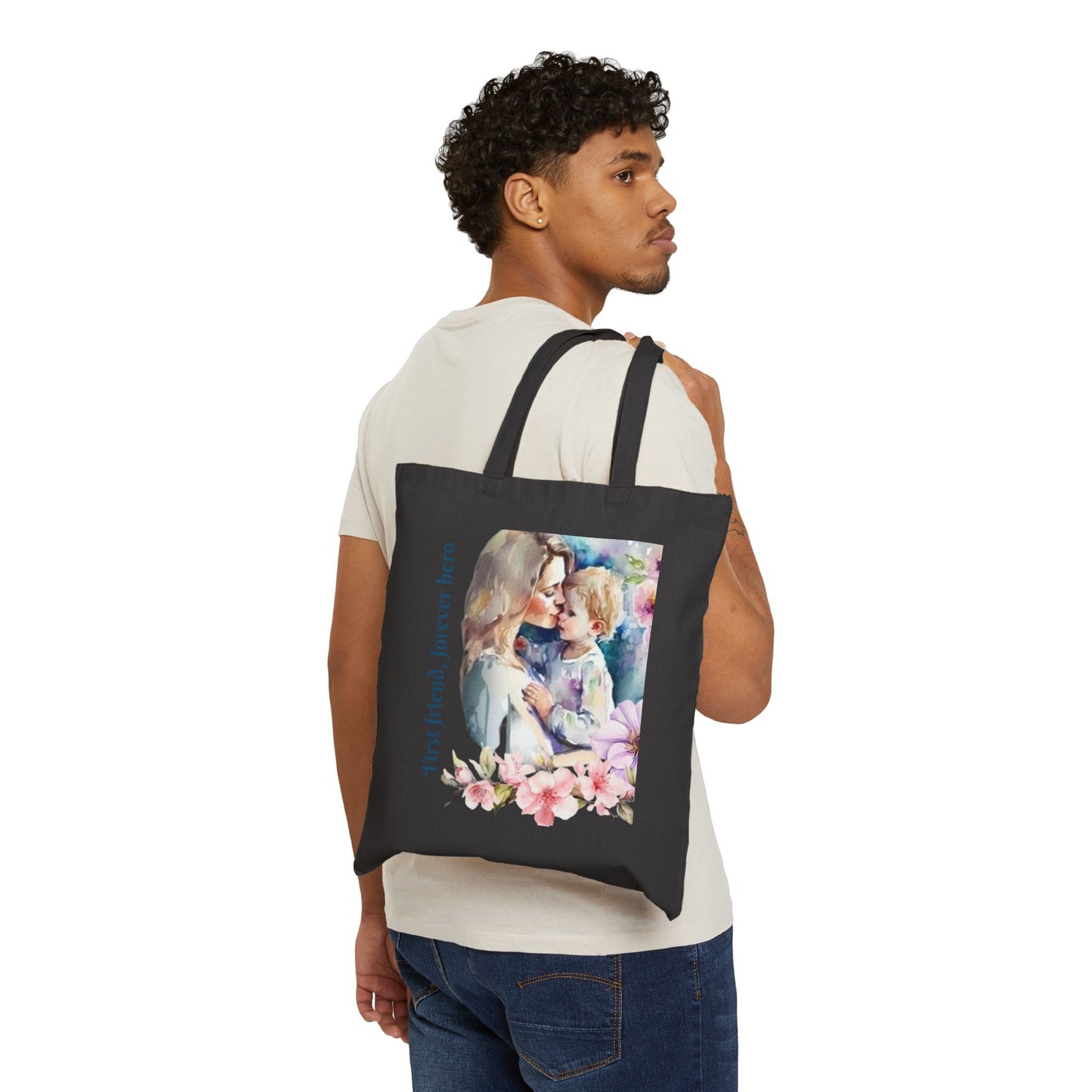 "First Friend, Forever Hero" Cotton Canvas Tote Bag