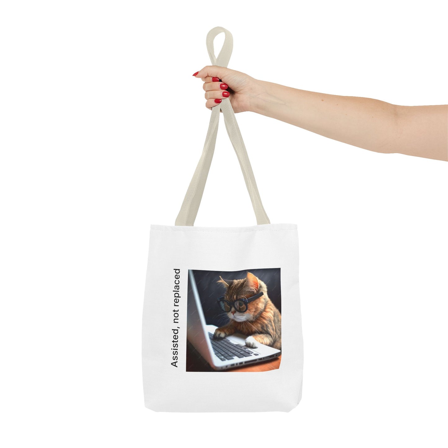 "Assisted Not Replaced" Kitten Tote Bag (AOP)