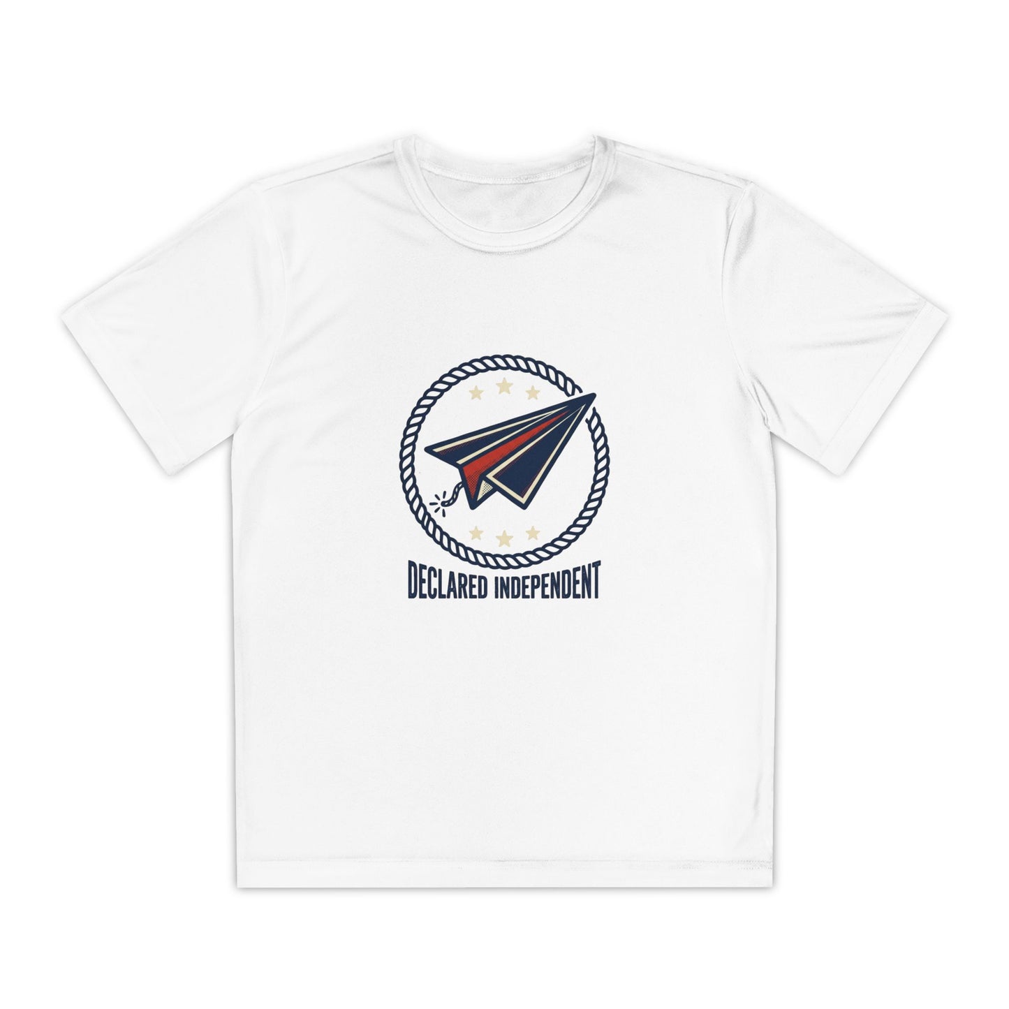 Youth Tee — "Declared Independent" Paper Plane Graphic