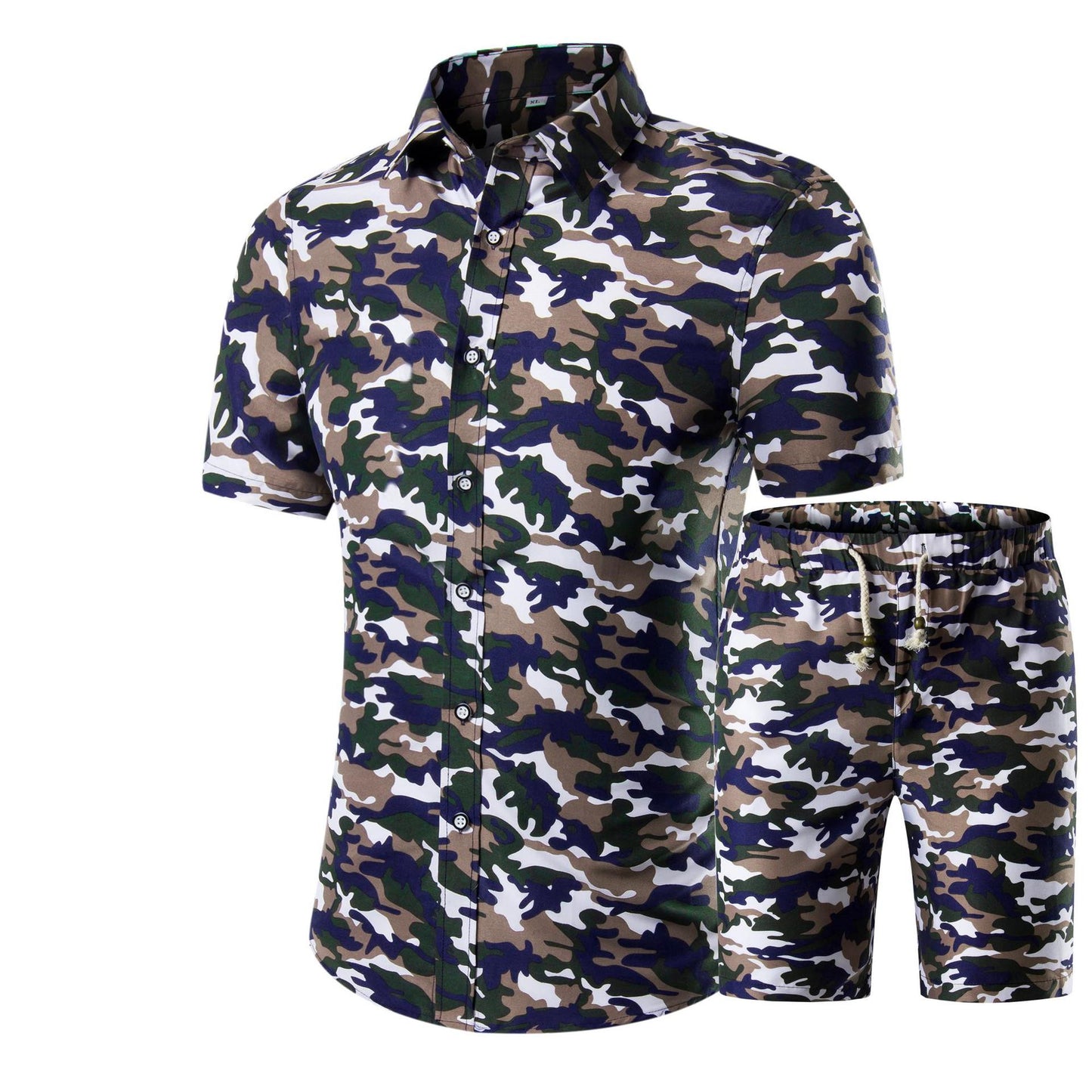 Men's Summer Two-Piece Floral Shirt Set