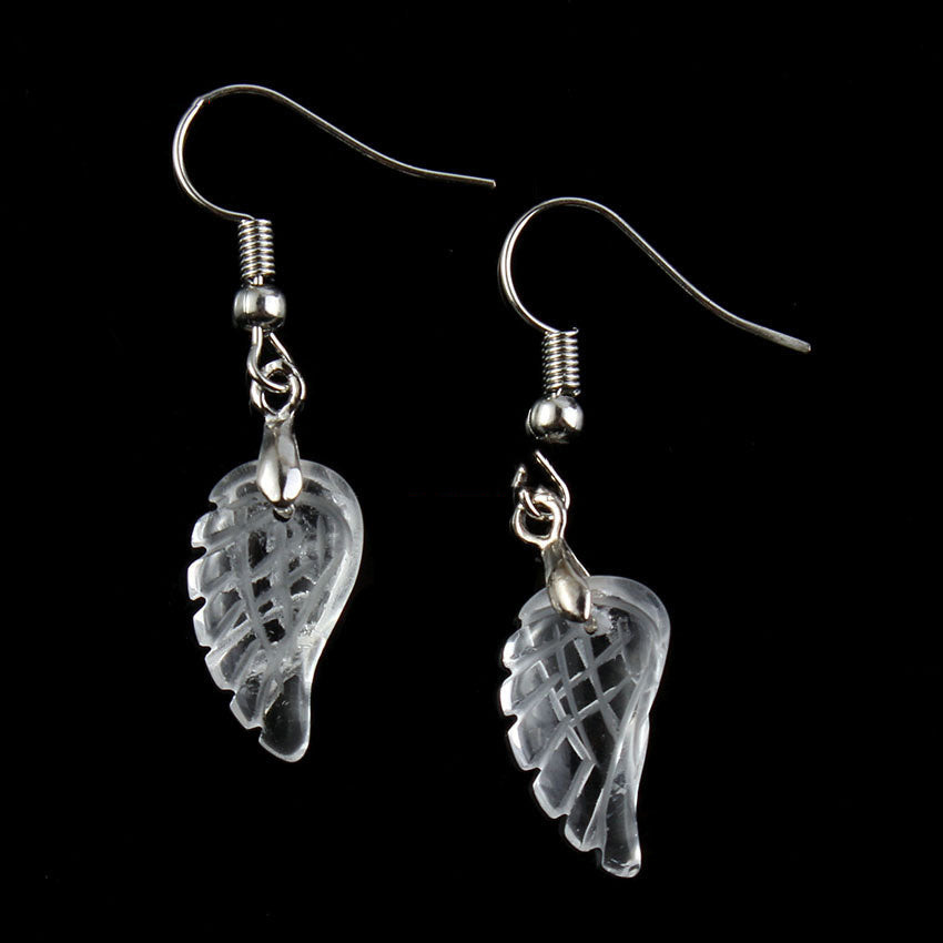 Natural crystal wings earrings