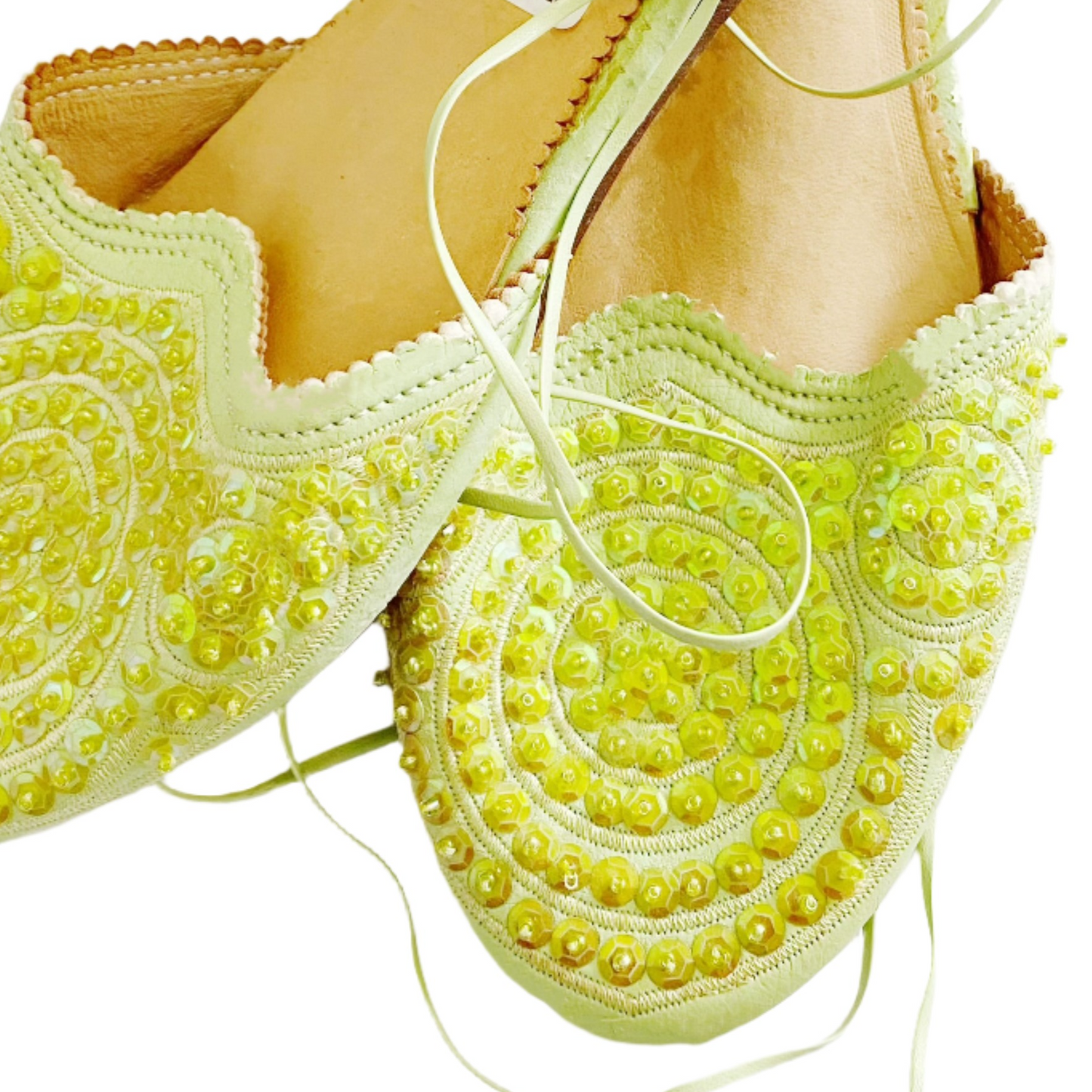 Moroccan Leather Sequined Slippers