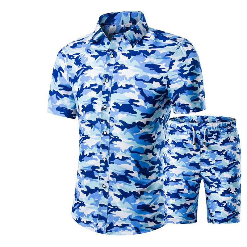 Men's Summer Two-Piece Floral Shirt Set