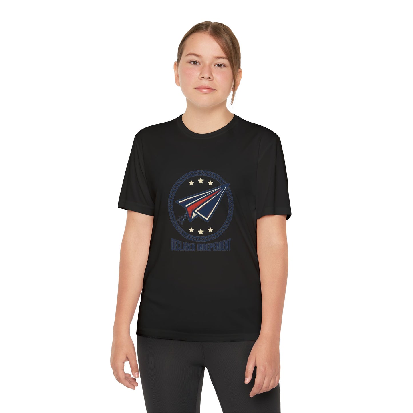 Youth Tee — "Declared Independent" Paper Plane Graphic