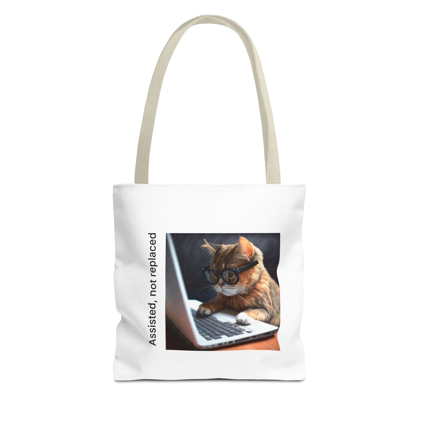 "Assisted Not Replaced" Kitten Tote Bag (AOP)