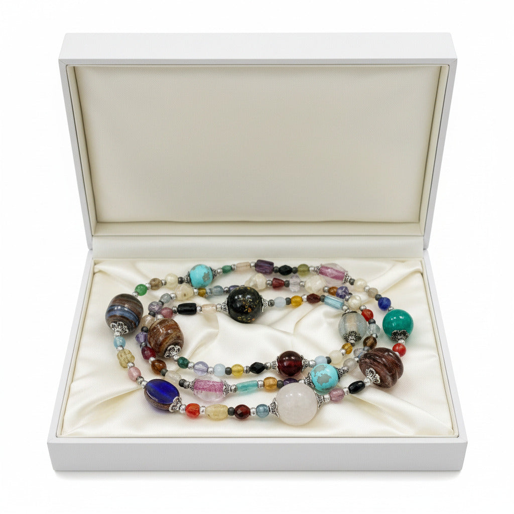  Handcrafted color-rich beaded necklace handmade in the Atlas Mountains of Morocco--TTP