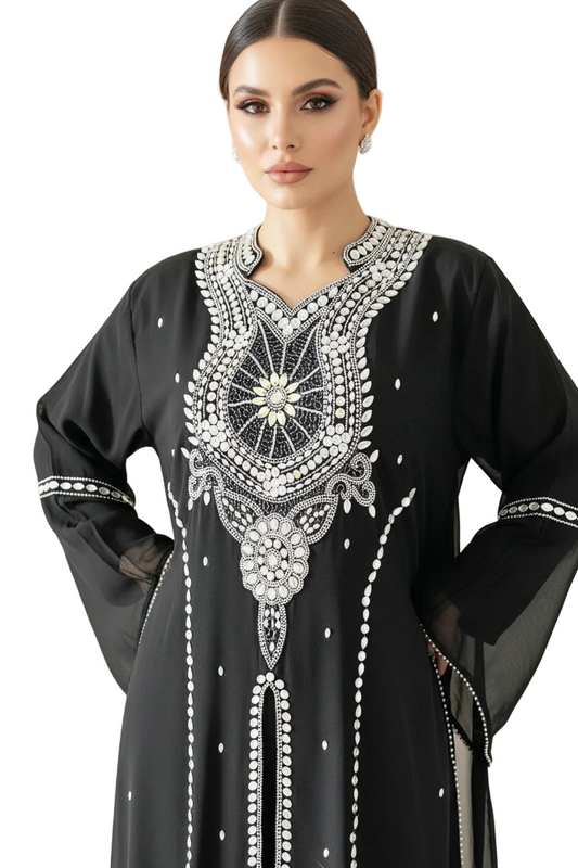 Black Beaded Abaya - TTP
