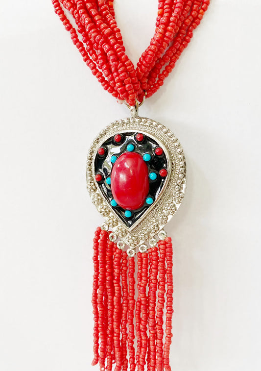 Crimson Minibead Tribal Necklace - TTP