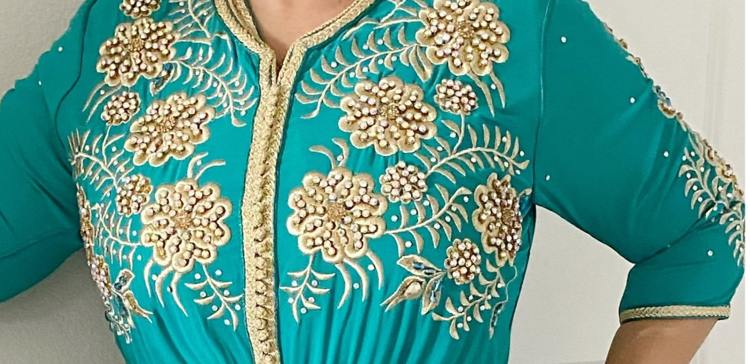 Embroidered Turquoise Caftan - TTP