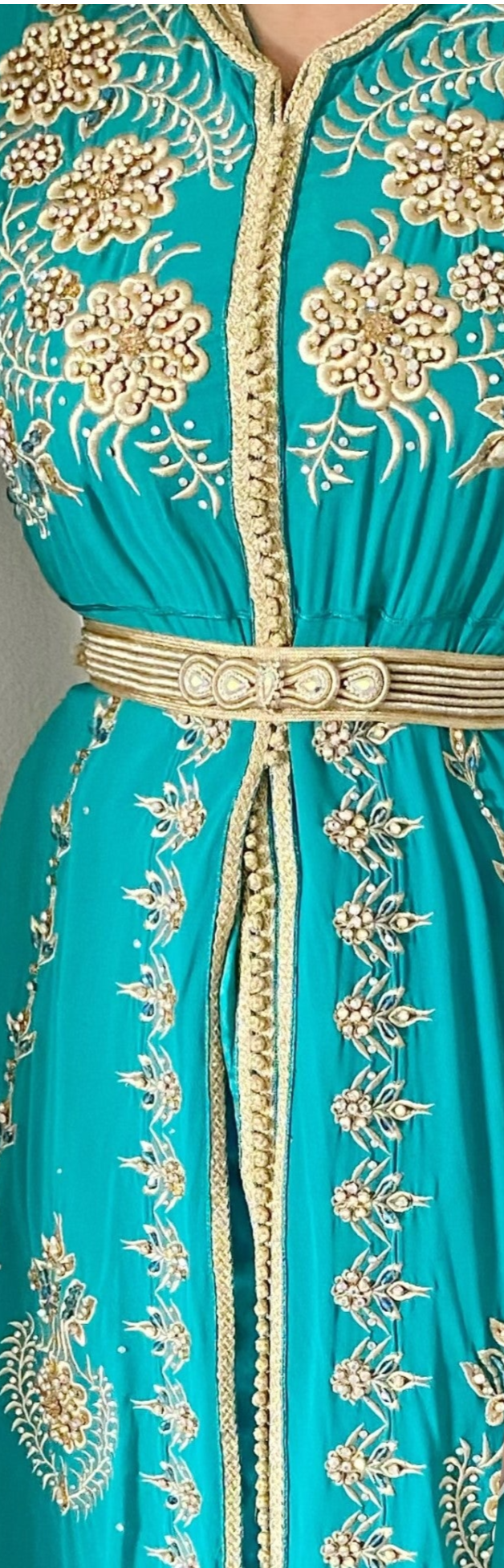 Embroidered Turquoise Caftan - TTP