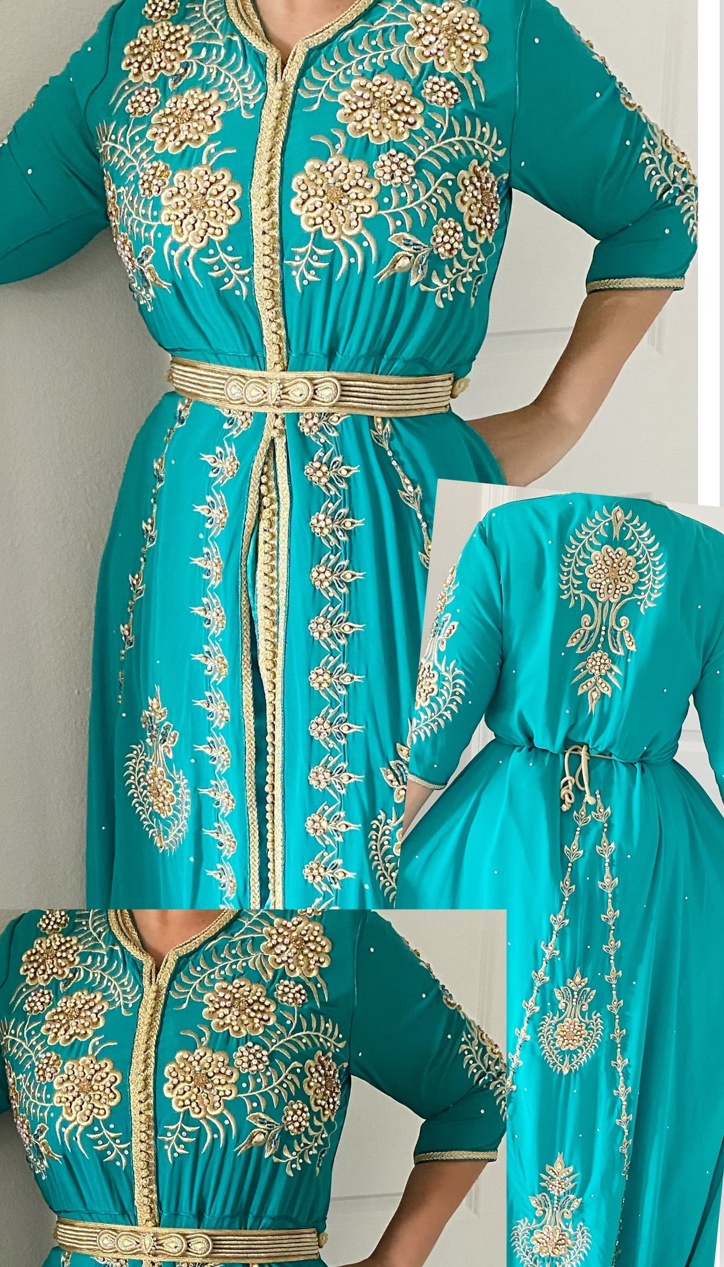 Embroidered Turquoise Caftan - TTP