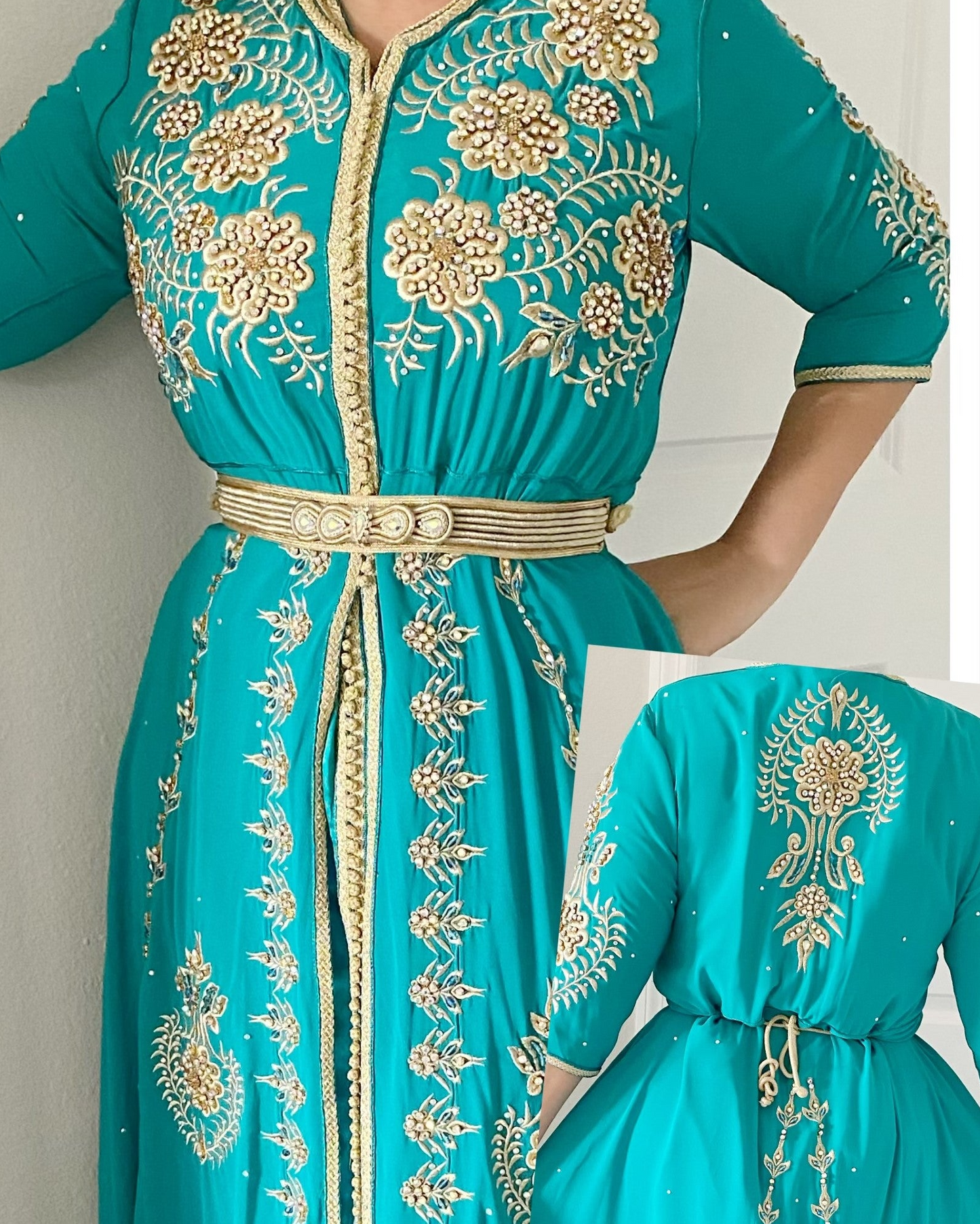 Embroidered Turquoise Caftan - TTP