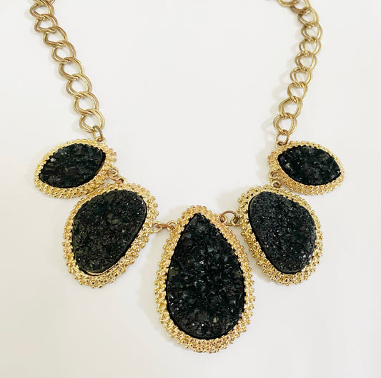 Faux Geode Teardrop Pendant Necklace - TTP