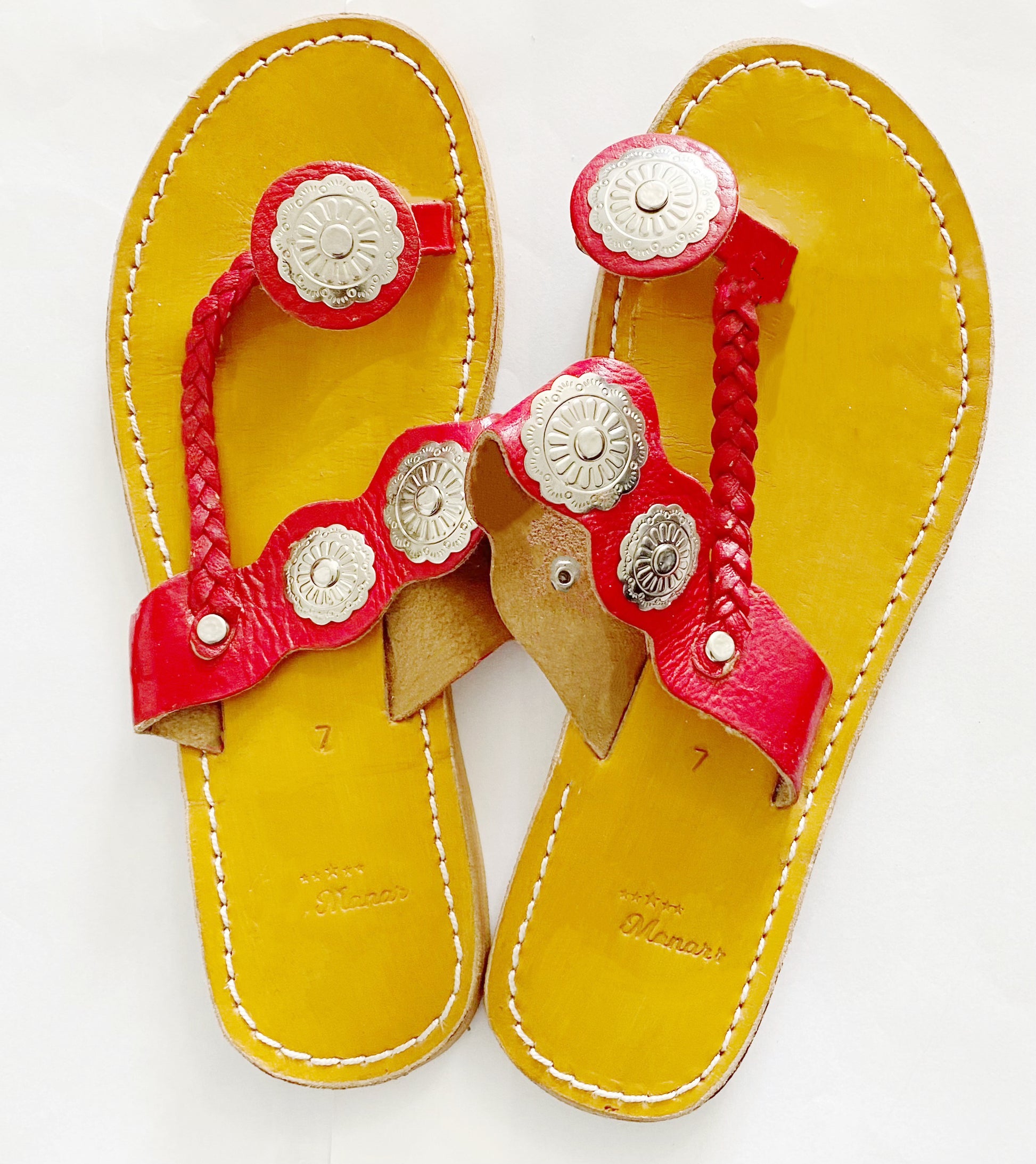 Genuine Red Leather Sandals - TTP