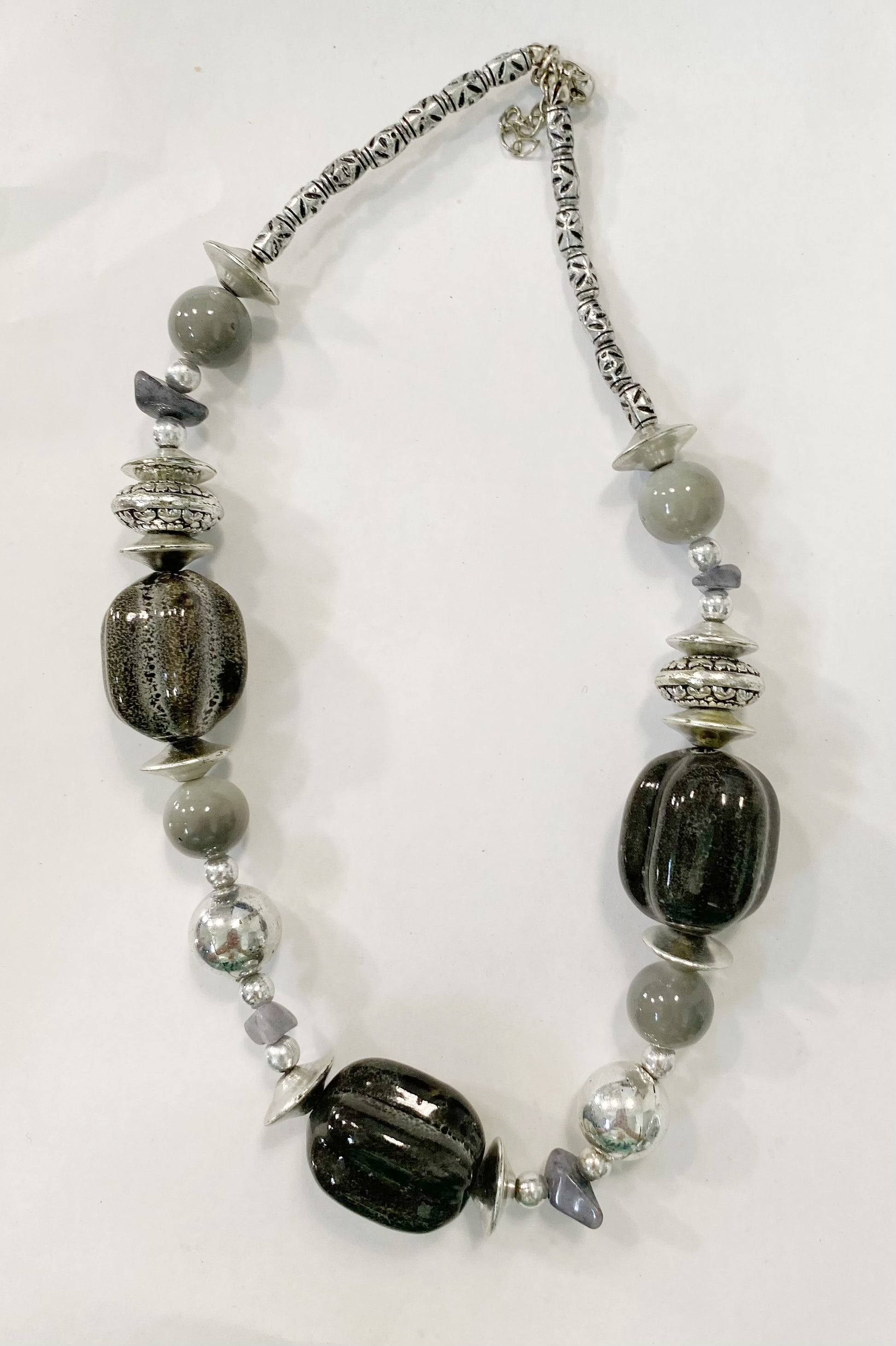 Gray Beaded Necklace - TTP