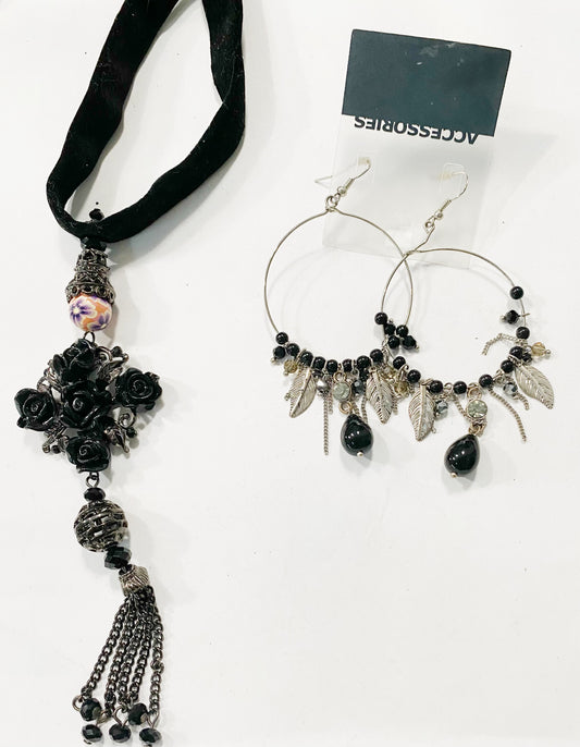 Flower Lariat & Earrings
