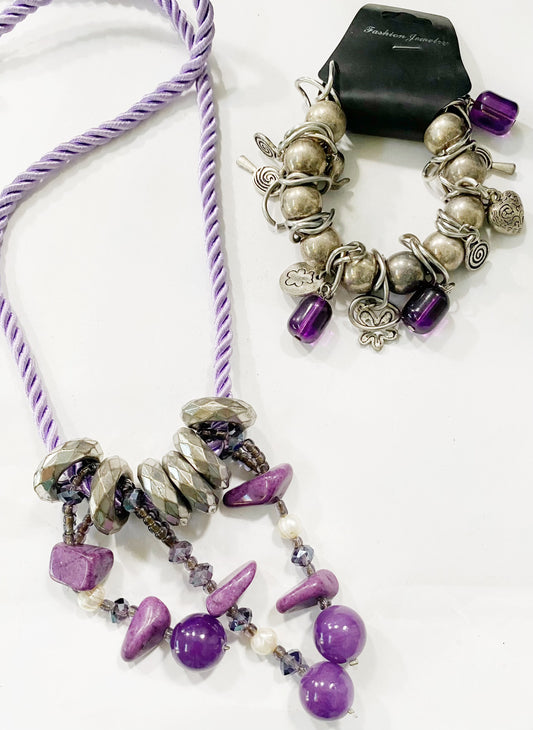 Purple Necklace & Bracelet