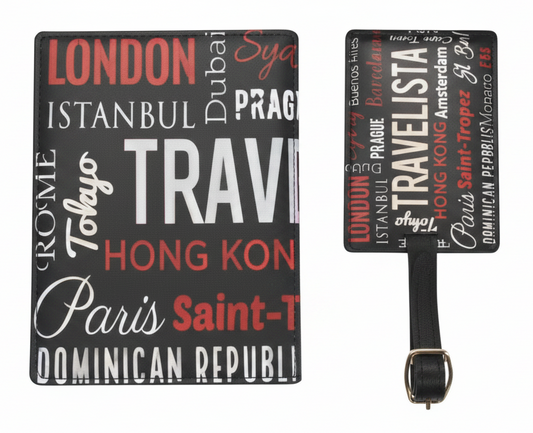 trendy travel purse and matching name tag