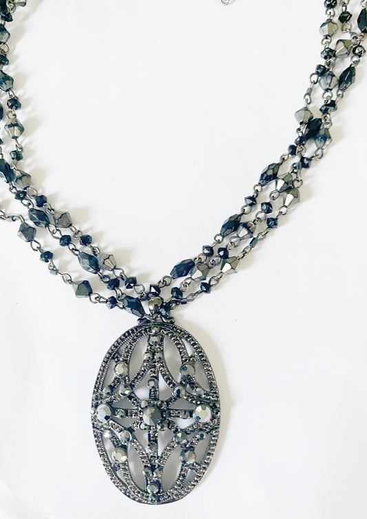 Black Beaded Necklace