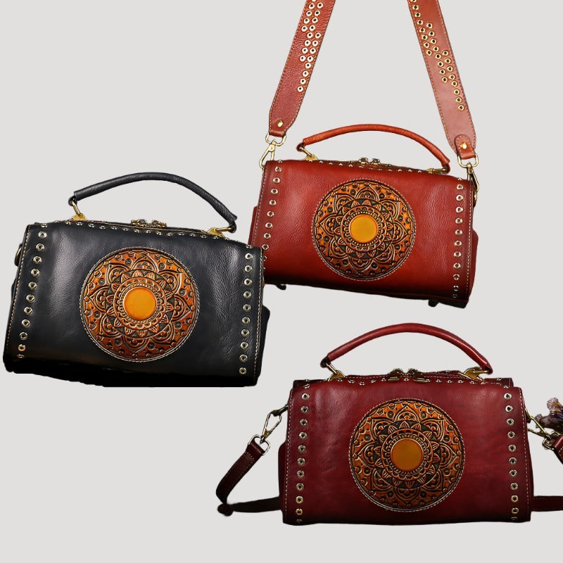 Leather Handbags Retro Rivets - TTP