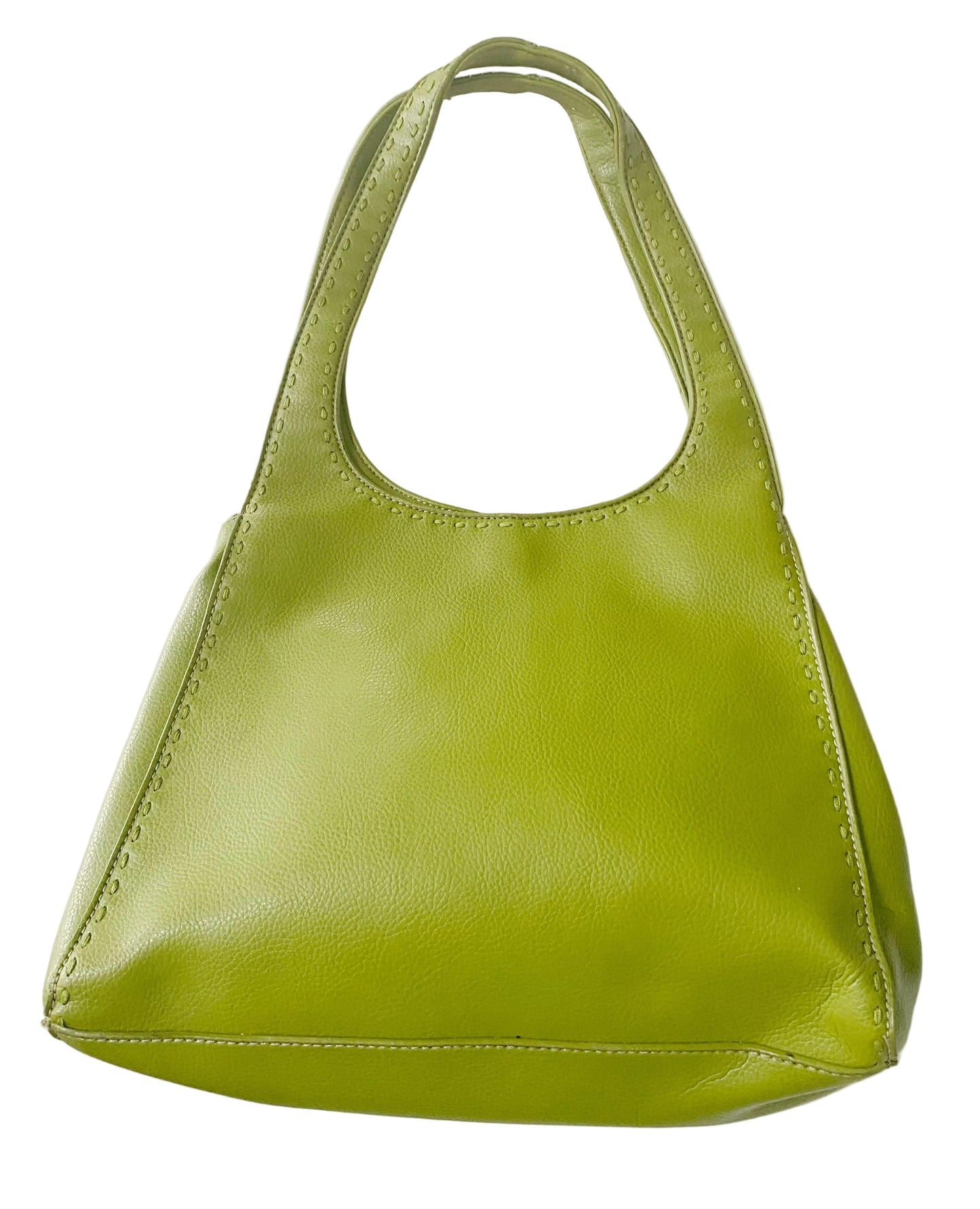 Green handbag on a white background