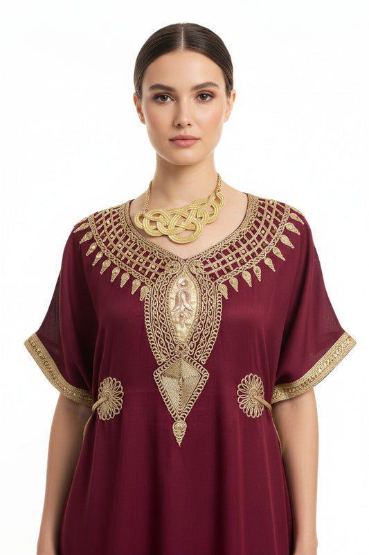 Maroon Short Sleeves KaftanIITTP