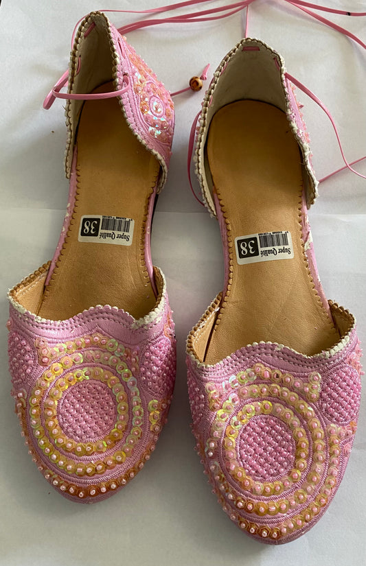 Moroccan Leather Pink Slippers - TTP