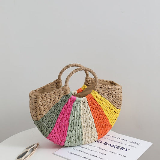 Rainbow Straw Beach Bag - TTP