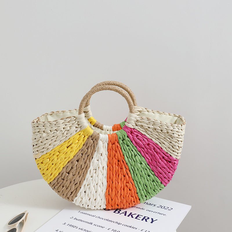 Rainbow Straw Beach Bag - TTP