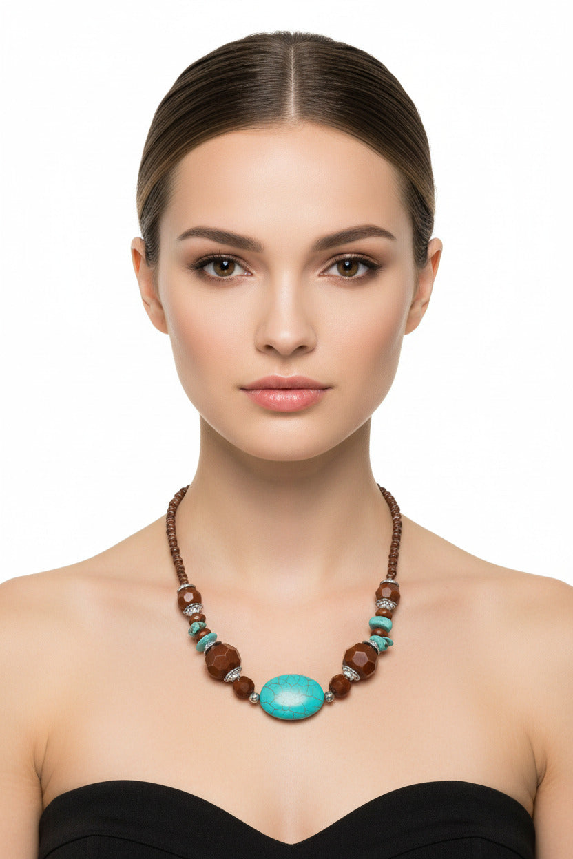 woman wearing a rare find necklace-TTP