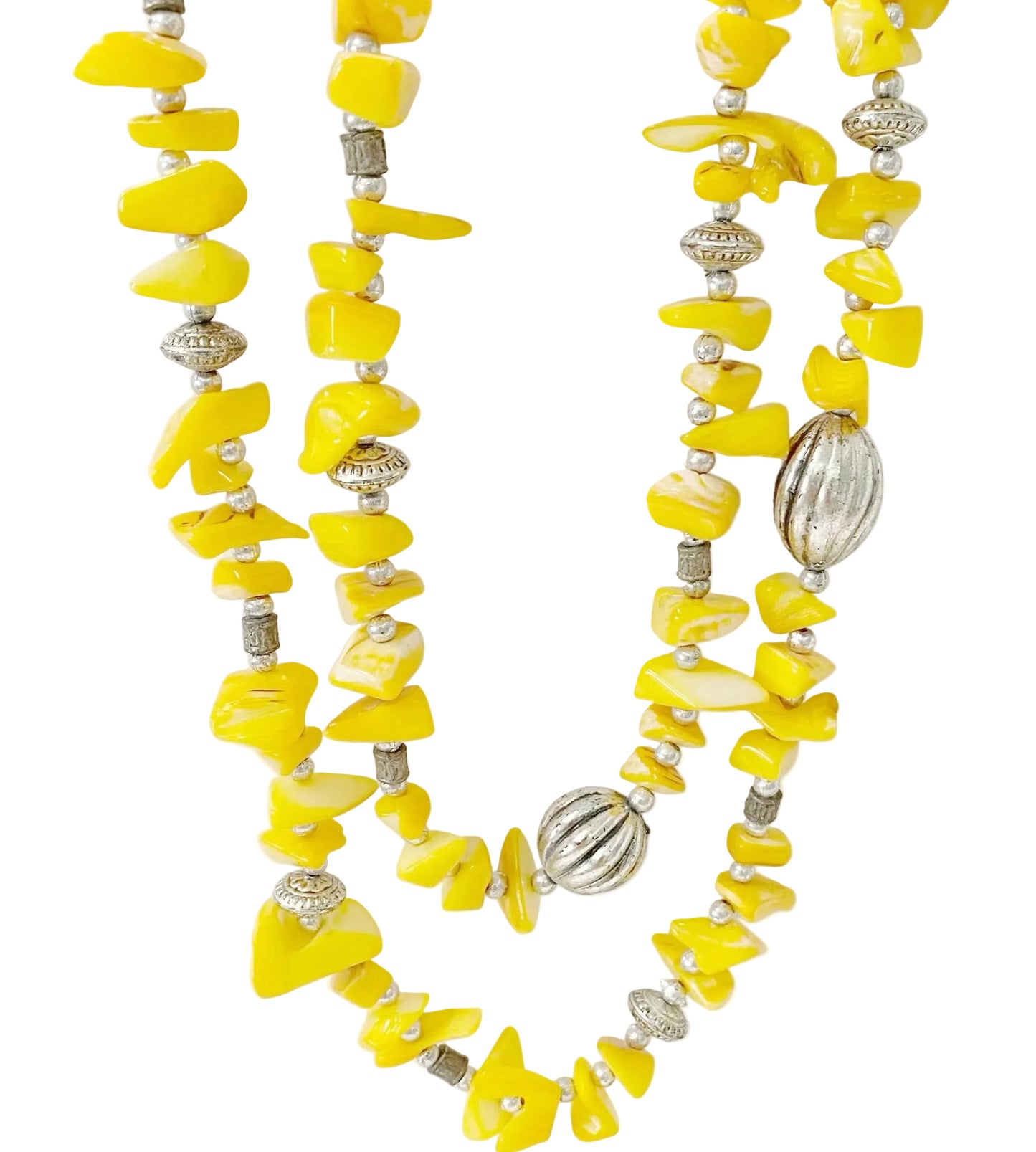 Long Yellow Amber Stone Necklace