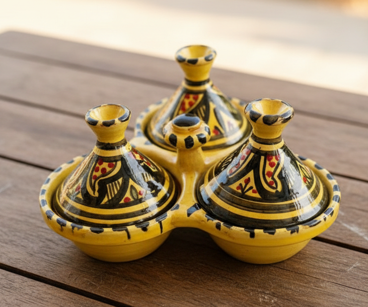 triple spice holder Moroccan mini tagines--TTP