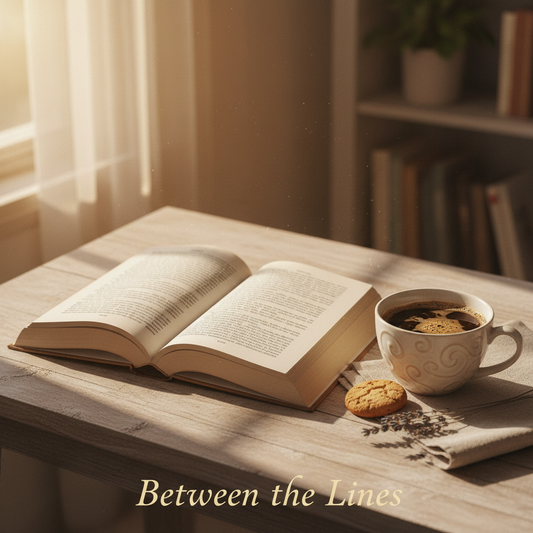 Between the Lines Cover Art - Book and Coffee