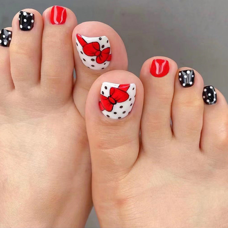 Red Bow Toenail Wearable Manicure