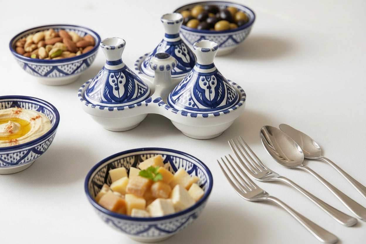 Handmade pottery triple spice tagines--TTP