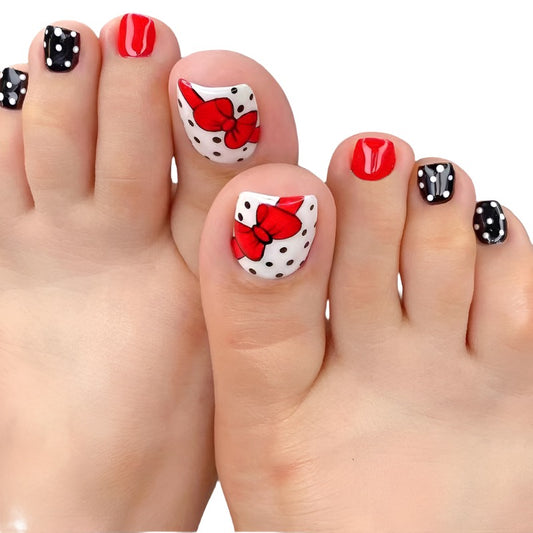 Red Bow Toenail Wearable Manicure