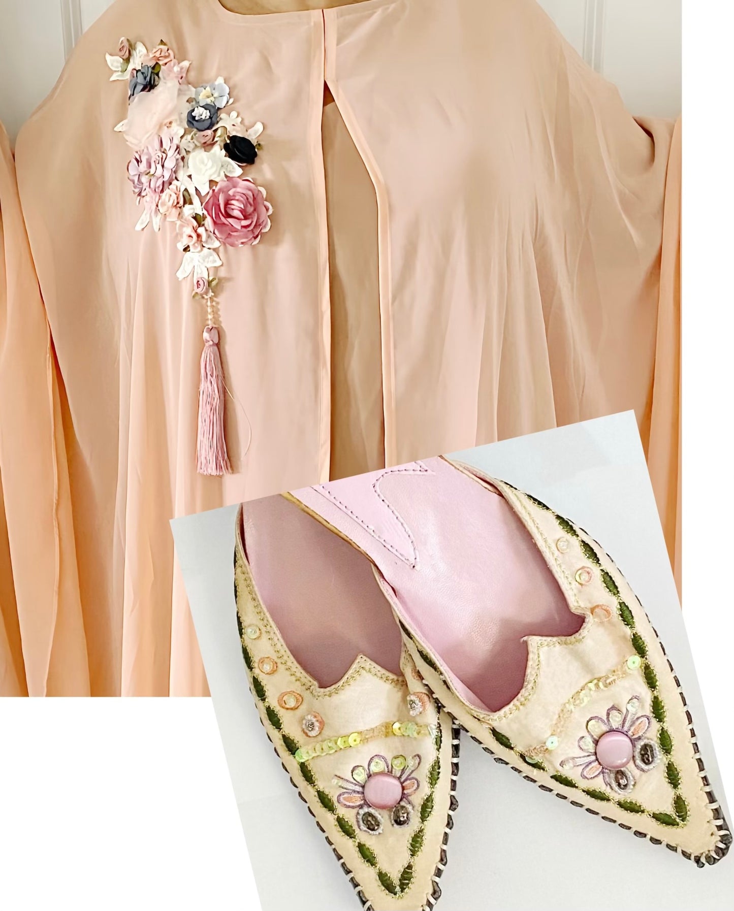 Leather Peach Moroccan Slippers